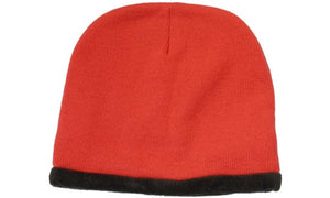 Acrylic-Polar Fleece Lined Beanie - Custom Embroidered - HP_4253 - Red with Black