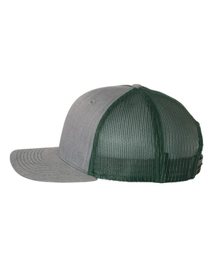 Richardson 112 Adjustable Snapback Trucker Cap - Heather Grey With Dark Green