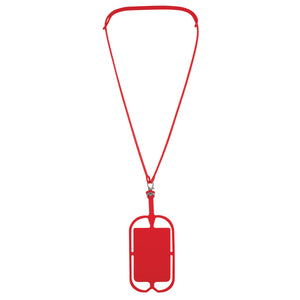 Silicone Lanyard With Phone Holder & Wallet - Red