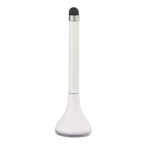 Stylus Pen Stand With Screen Cleaner - White With White