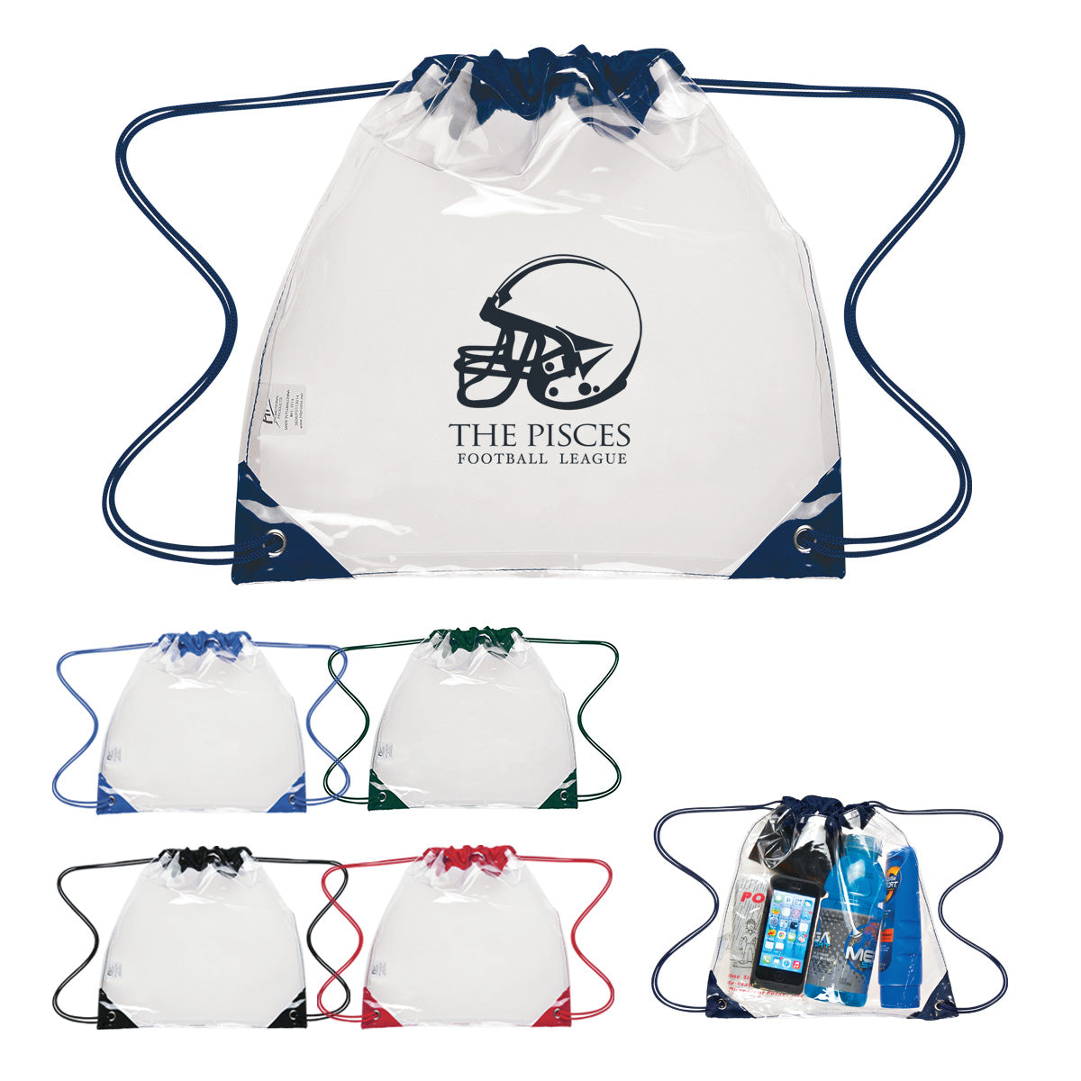 Touchdown Clear Drawstring Backpack