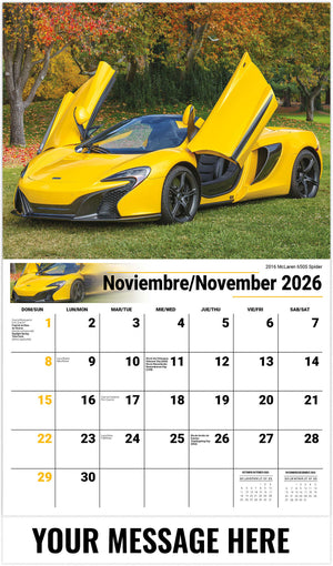 Exotic Cars (Bilingual) - 2026 Promotional Calendar