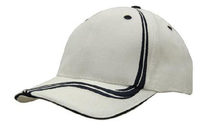 6 Panel BHC Cap Sand & Embroidered Lines - Custom Embroidered - HP_4099 - White with Navy