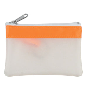 Zippered Coin Pouch - Frost With White & Orange