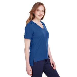 Ladies' CrownLux Performance™ Plaited Rolled-Sleeve Top - Quarter Turn