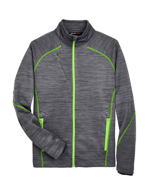 Men's North End Flux Mélange Bonded Fleece Jacket - AC88697 - Carbon with Acid Green