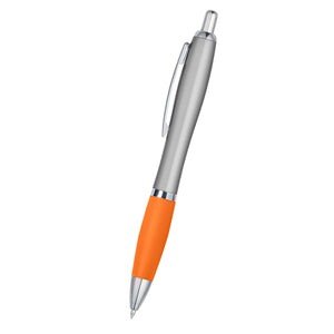 Satin Pen - Silver With Orange