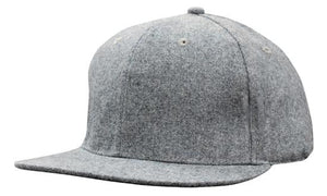 6 Panel Grey Marble Flannel Flat Peak Cap - Custom Embroidered - HP_4135 - Gray