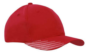 6 Panel Breathe P-Twill with Peak Print Cap - Custom Embroidered - HP_4007 - Red with White