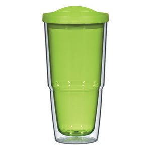 24 Oz. Biggie Tumbler With Lid - Clear With Green