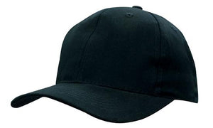 6 Panel Brushed Cotton Twill Cap - custom embroidered - HP_4142 - Black