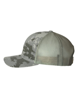 Richardson 112P Patterned Snapback Trucker Cap - Military Digital Camo With Light Green