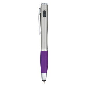 TRIO PEN WITH LED LIGHT AND STYLUS - Purple