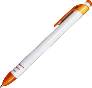 Ajax Plastic Plunger Action Ball Point Pen - CM1198 - White with Green