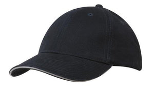 Best Value Cotton Sports Cap with Sandwich Brim - HP_4176 - Navy with White