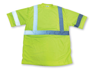 100% Soft Polyester Traffic Safety T-Shirt - Safety Green