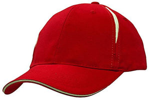 6 Panel BHC Cap with Crown Inserts-Sandwich - Custom Embroidered - HP_4092 - Red with White