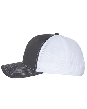 Richardson 112 Adjustable Snapback Trucker Cap - Charcoal With White