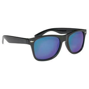 Mirrored Malibu Sunglasses - Black With Blue