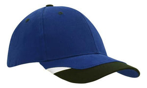 6 Panel BHC Cap with Peak Indent & Print - Custom Embroidered - HP_4125 - Royal with Black and White