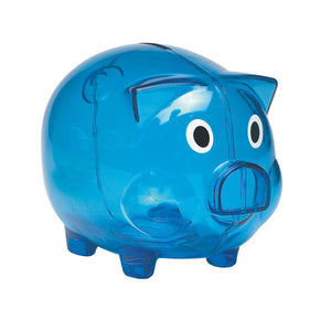 Plastic Piggy Bank - Translucent Blue