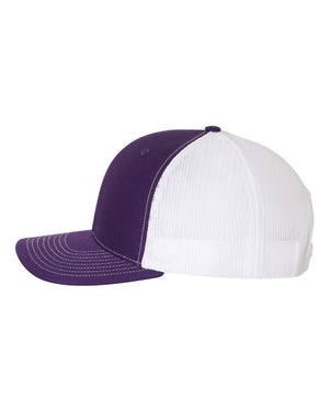 Richardson 112 Adjustable Snapback Trucker Cap - Purple With White