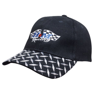 6 Panel Hbc Cap with Checker Plate Peak - Custom Embroidered - HP_4044 - Black