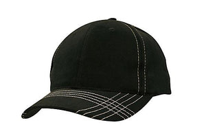 6 Onl BHC Cap with Contrast Stitching - Custom Embroidered - HP_4086 - Black with White