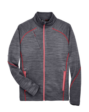 Men's North End Flux Mélange Bonded Fleece Jacket - AC88697 - Carbon with Oly Red