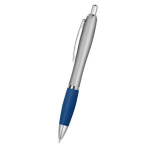 Satin Pen - Silver With Blue