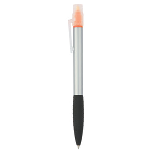 Neptune Pen With Highlighter - Silver With Orange