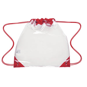 Touchdown Clear Drawstring Backpack - Clear With Red