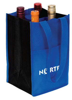 Blue / Black 4 Bottle Non-Woven Wine Bag