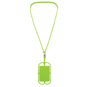 Silicone Lanyard With Phone Holder & Wallet - Lime