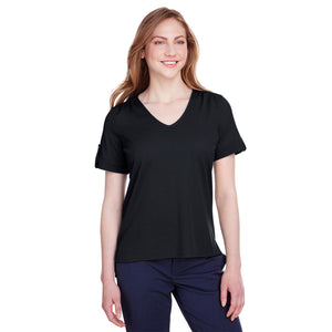 Ladies' CrownLux Performance™ Plaited Rolled-Sleeve Top - Black