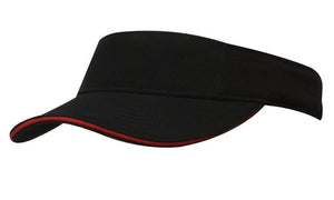 BHC Visor with Sandwich - Custom Embroidered - HP_4230 - Black with Red