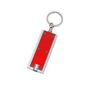 Rectangular LED Key Chain - Red With Silver