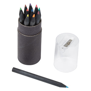 Blackwood 12-Piece Colored Pencil Set In Tube With Sharpener - Matte Black