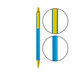 Blue BIC® Clic Stic® Pen - Blue With Yellow