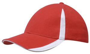 Red/White 6 Panel BHC Cap with Inserts On Peak & Crown