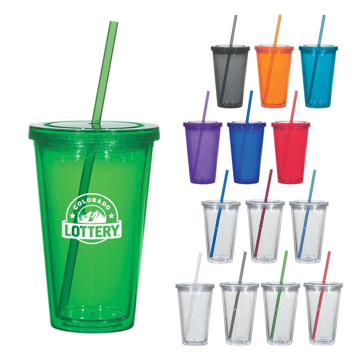 16 Oz. Newport Acrylic Tumbler With Straw