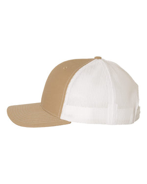 Richardson 112 Adjustable Snapback Trucker Cap - Khaki With White