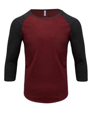 Threadfast Unisex Triblend Three-Quarter Sleeve Raglan