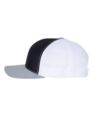 Richardson 112 Adjustable Snapback Trucker Cap - Navy And White With Heather Grey