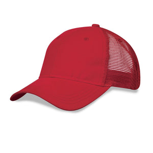 6 Panel Light Brushed Trucker Cap - Red