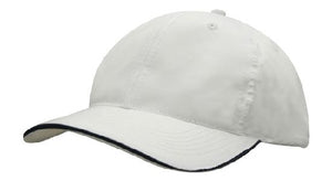 6 Panel Spring Woven Cap with Strap & Clip - Custom Embroidered - HP_3817 - White with Navy