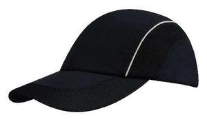 4 Panel Sports Cap with Mesh Inserts - Custom Embroidered - HP_3802 - Black with White