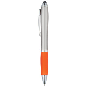 Satin Stylus Pen - Silver With Orange