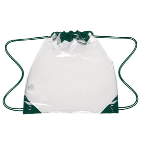 Touchdown Clear Drawstring Backpack - Clear With Forest Green