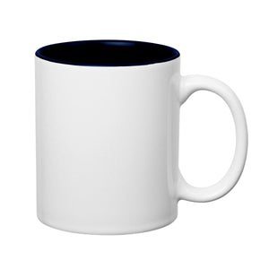 11 Oz. Colored Stoneware Mug - Solid/Two-Tone - White With Black Inner